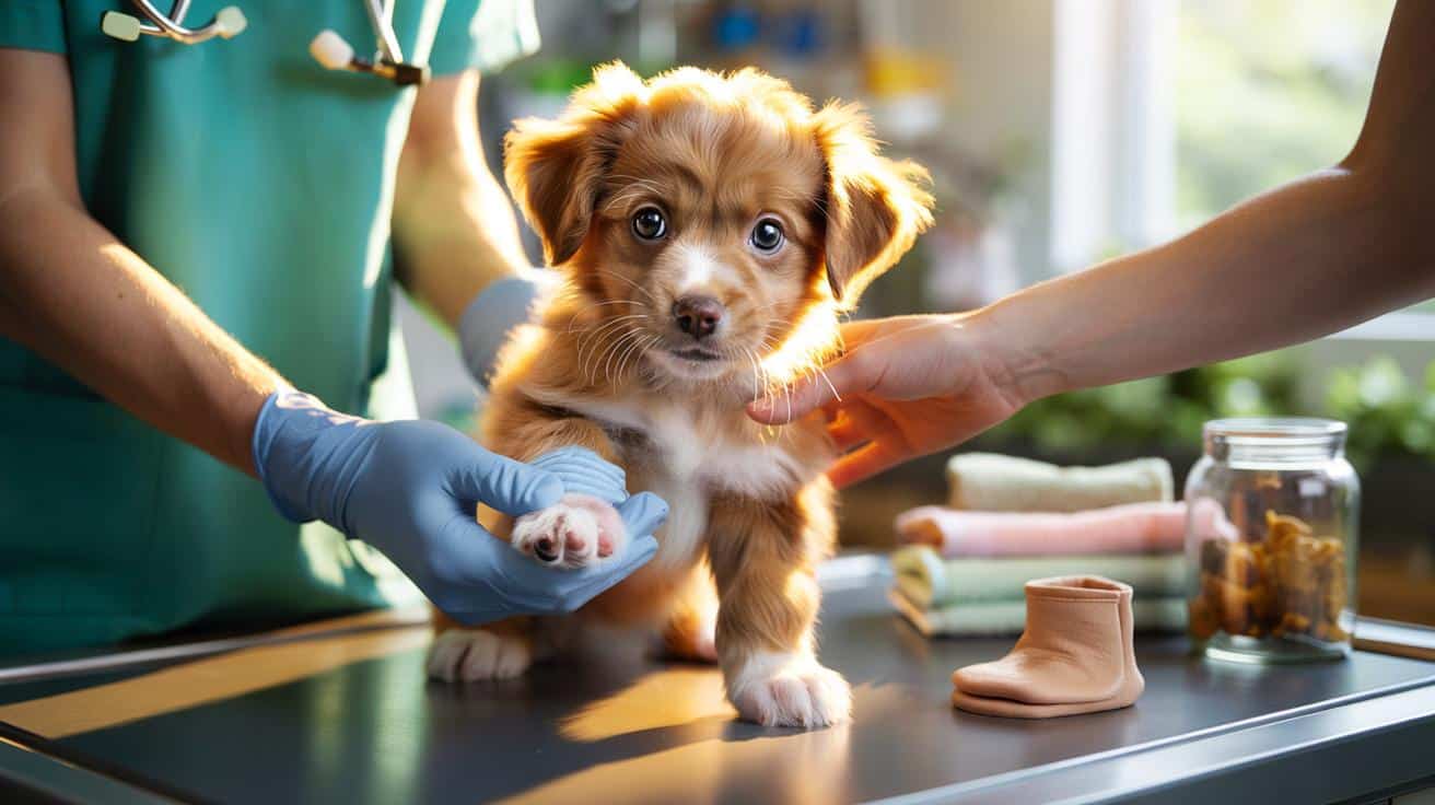 Little Puppy With a Boxing-Glove Paw Makes an Adorable Recovery